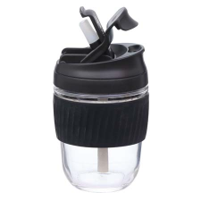 BLACK REUSABLE TRAVEL CUP WITH STRAW 360ml
