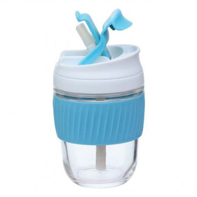 BLUE REUSABLE TRAVEL CUP WITH STRAW 360ml