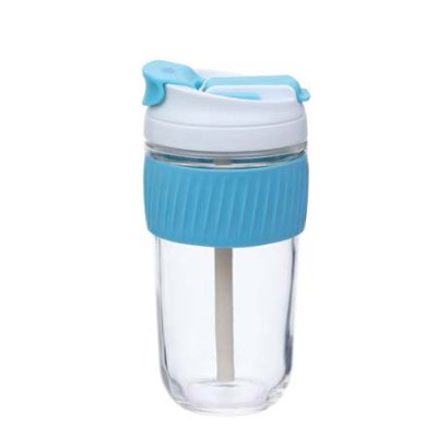 BLUE REUSABLE TRAVEL CUP WITH STRAW 540ml