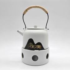 JAPANESE TEA POT & TEA STOVE WHITE