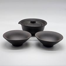 KUNG FU PORTABLE 3PC TEA SET - BLACK